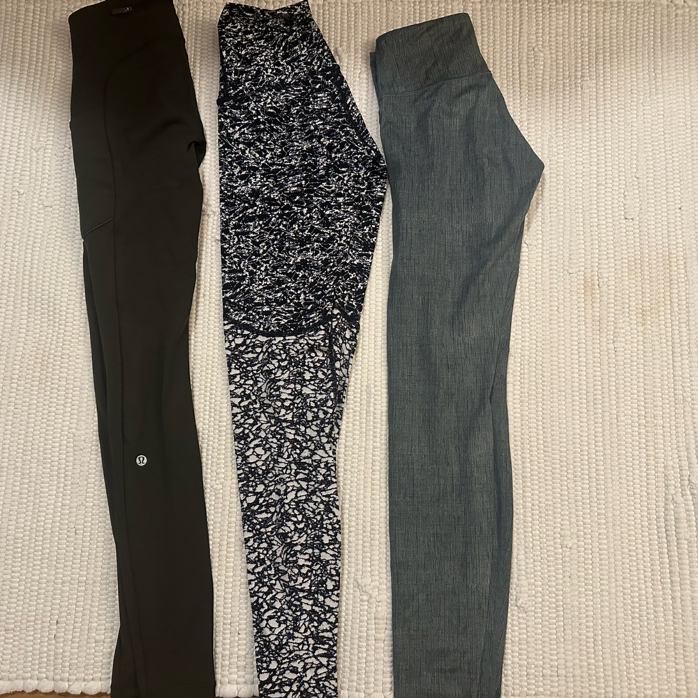 lululemon athletica Black & Heathered Gray Patterned Leggings Trio